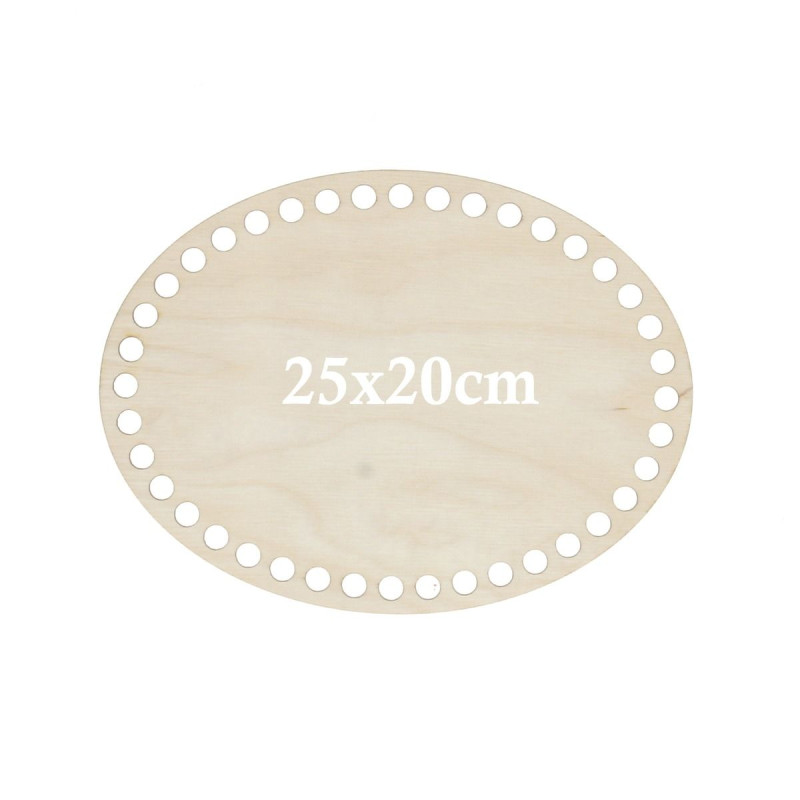 Base ovalada perforada de madera 25 x 20 cm