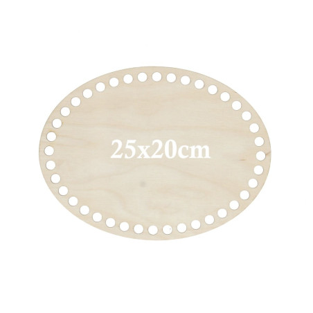 Base ovalada perforada de madera 25 x 20 cm