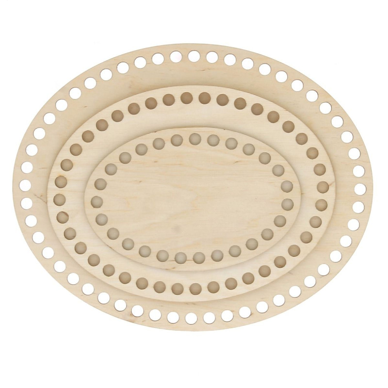 Base ovalada perforada de madera 25 x 20 cm