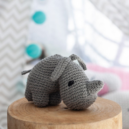 Kit Amigurumi Rinoceronte Dex gris - Hoooked