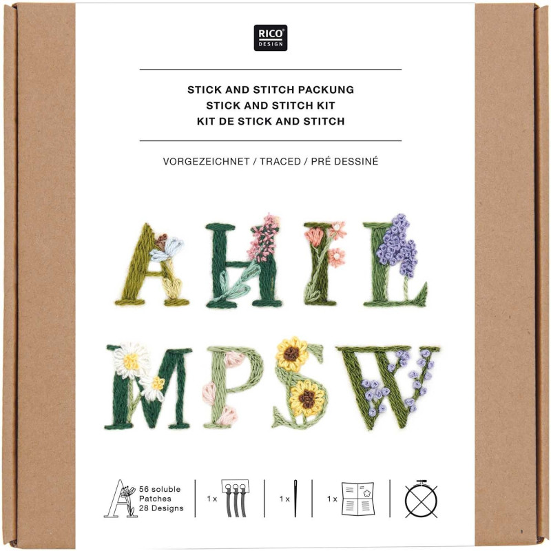 Kit Stick & Stich  Alfabeto floral - Rico Design