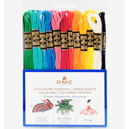 Pack de 12 hilos Mouliné colores PASION - DMC