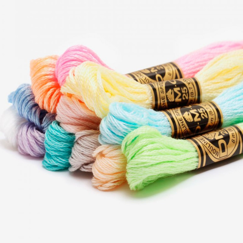 Pack de 12 hilos Mouliné colores PASTEL - DMC