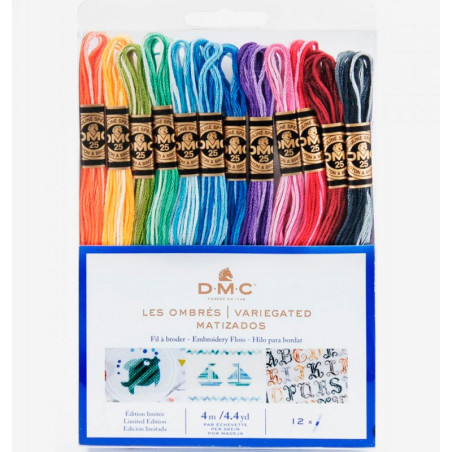 Pack de 12 hilos Mouliné colores MATIZADOS - DMC