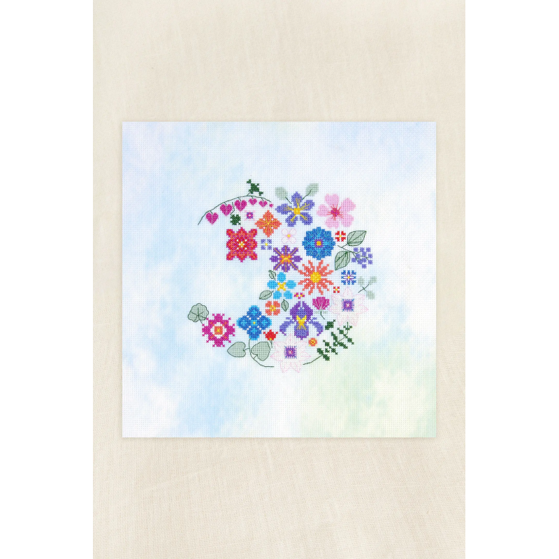 Kit de punto de cruz Media Luna Floral -DMC
