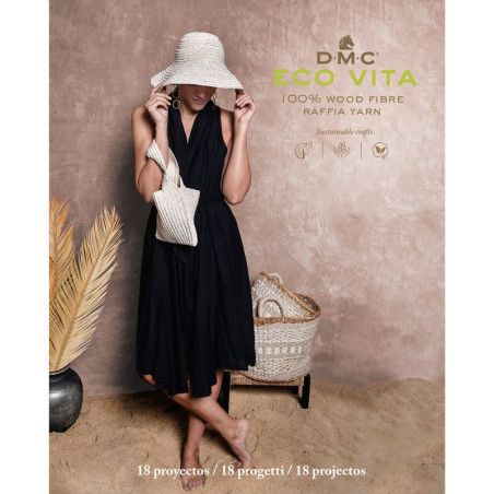 DMC Eco Vita Raffia. LIBRO 18 Proyectos de Bolsas y Gorros